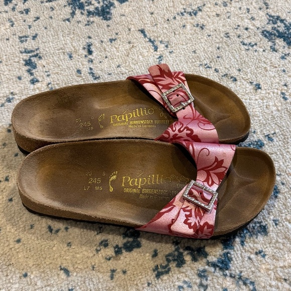 Birkenstock Women's Papillio Single Strap Floral Pink Rhinestone Buckle 7 - Picture 1 of 8